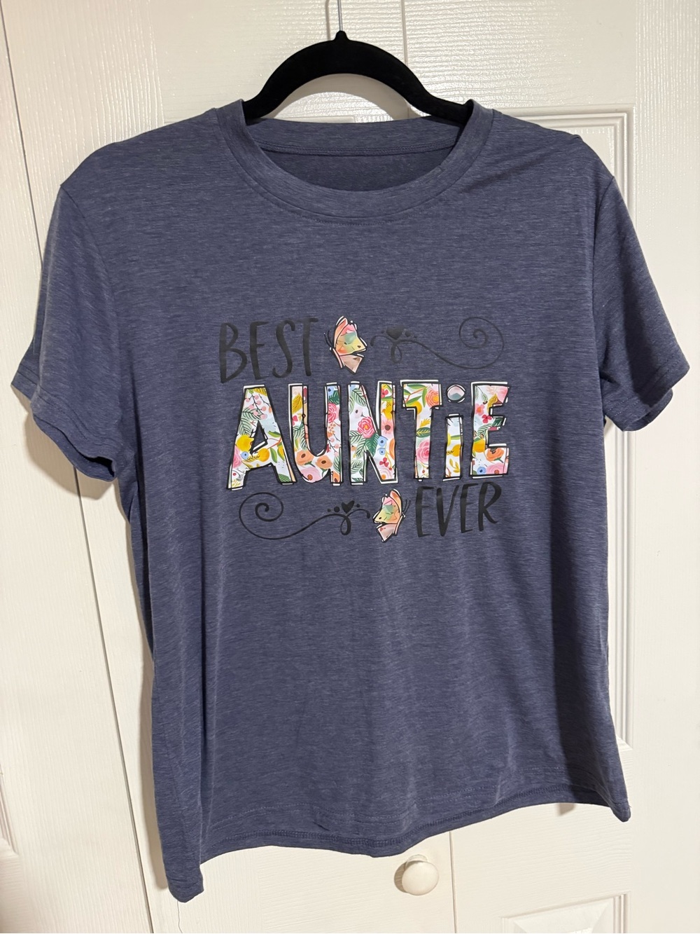 Best Auntie Ever Floral Graphic Tee - Navy